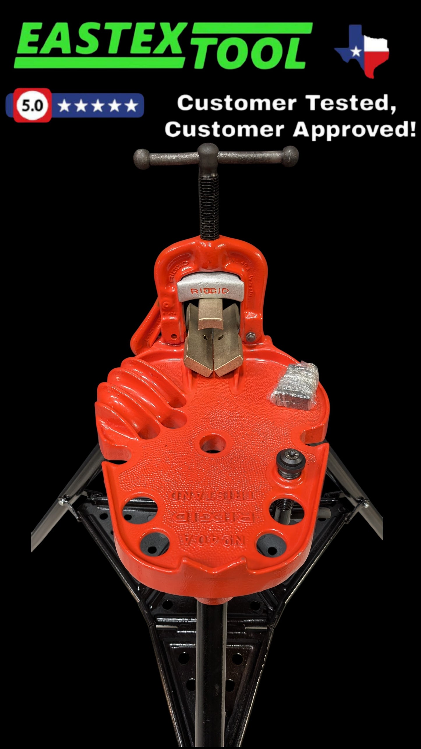 RIDGID 40130 Portable Yoke Vise, 1/8 to 2 1/2 In, with Jackson JP jaw set model 142 PVC.
