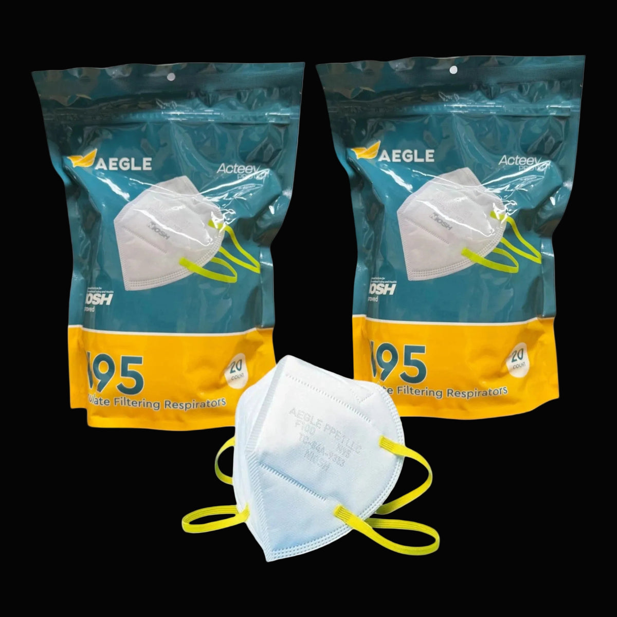 Aegle N95 Foldable Respirator CDC / NIOSH Approved, Easy Breath, Quanity 2 packs of 20