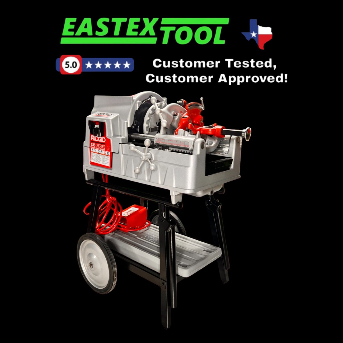 RIDGID 535 V3 PIPE THREADING MACHINE, AUTO OILER WITH CART.