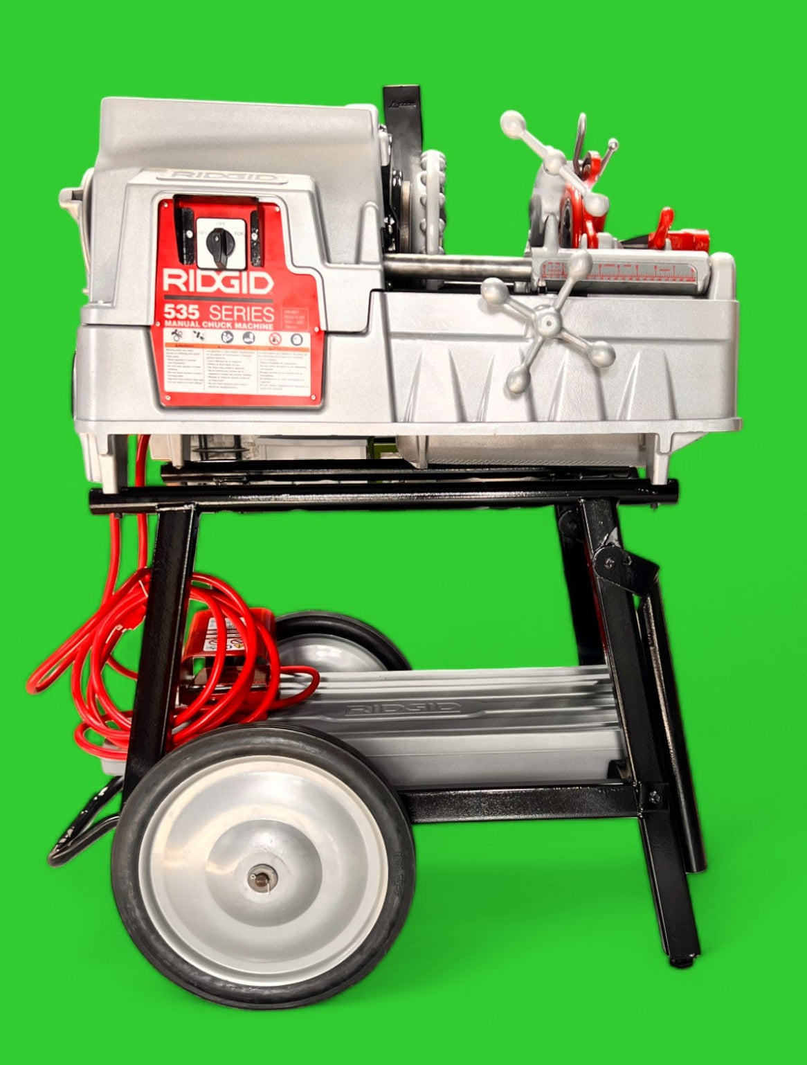RIDGID 535 V3 PIPE THREADING MACHINE, AUTO OILER WITH CART.