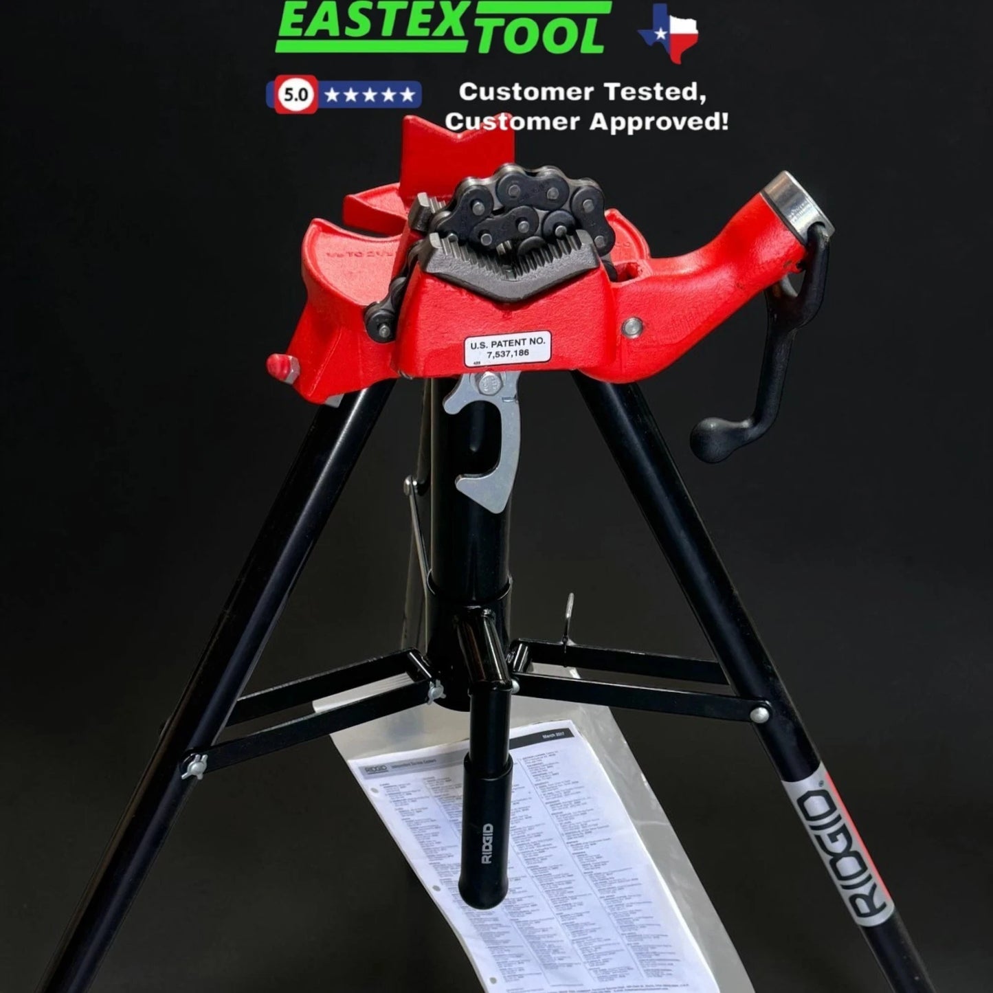 RIDGID 16703 425 PORTABLE TRISTAND CHAIN VISE 1/8" to 2-1/2" PIPE CAPACITY